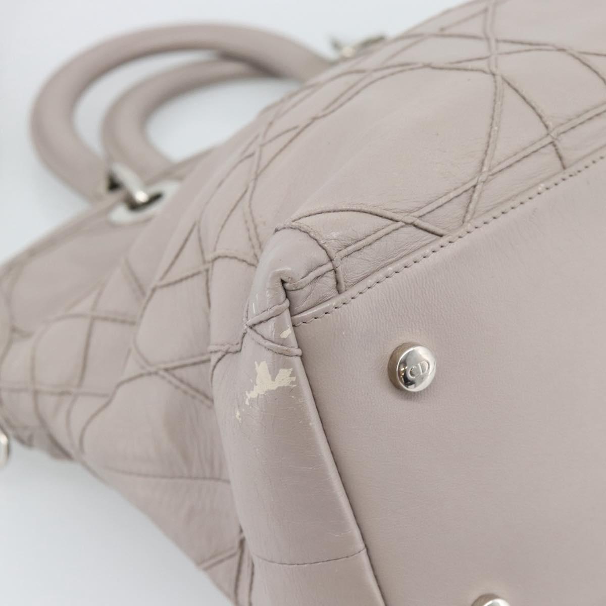 Christian Dior Canage Granville Hand Bag Leather 2way Gray Silver Auth bs27634