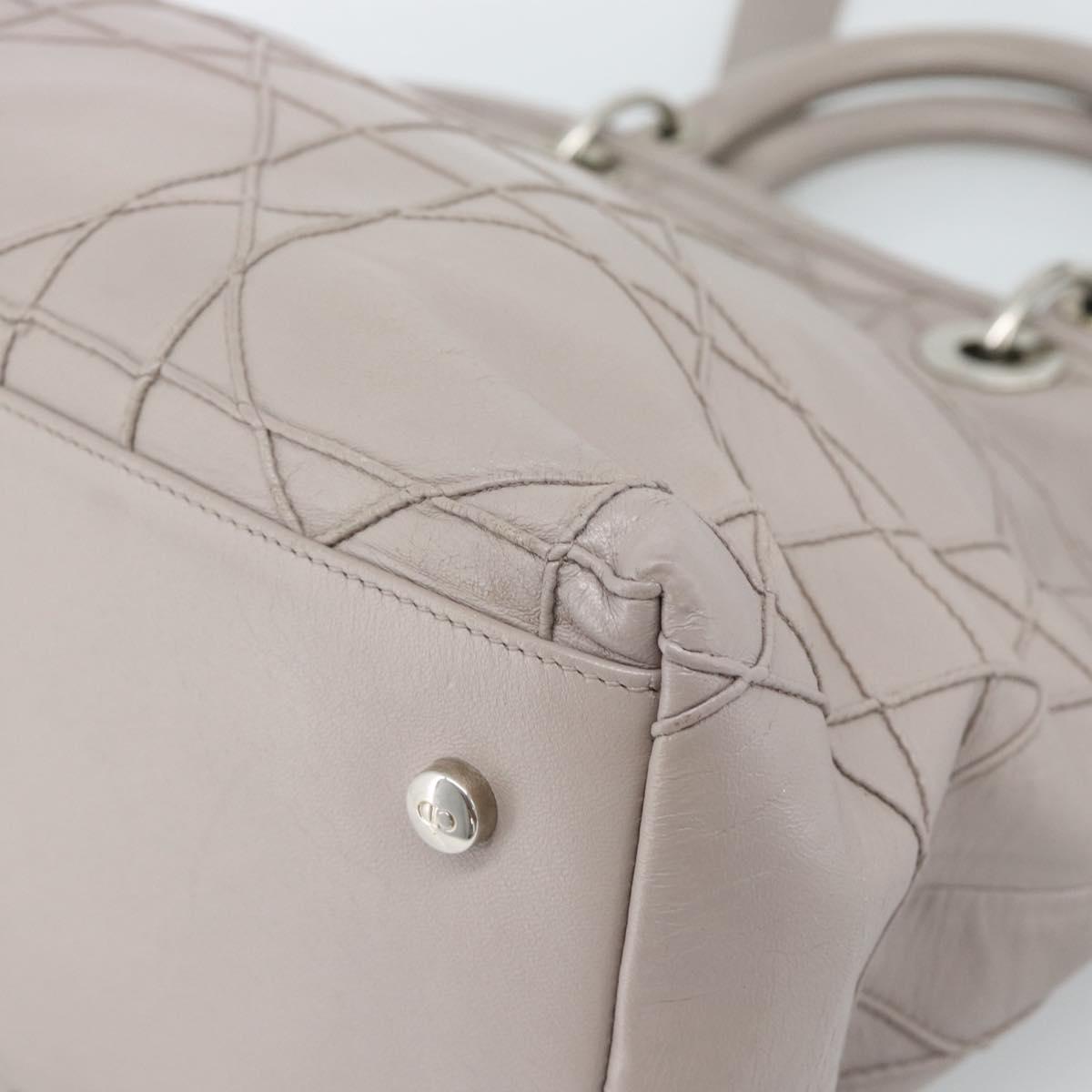 Christian Dior Canage Granville Hand Bag Leather 2way Gray Silver Auth bs27634