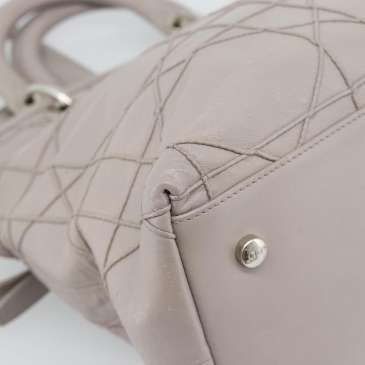 Christian Dior Canage Granville Hand Bag Leather 2way Gray Silver Auth bs27634