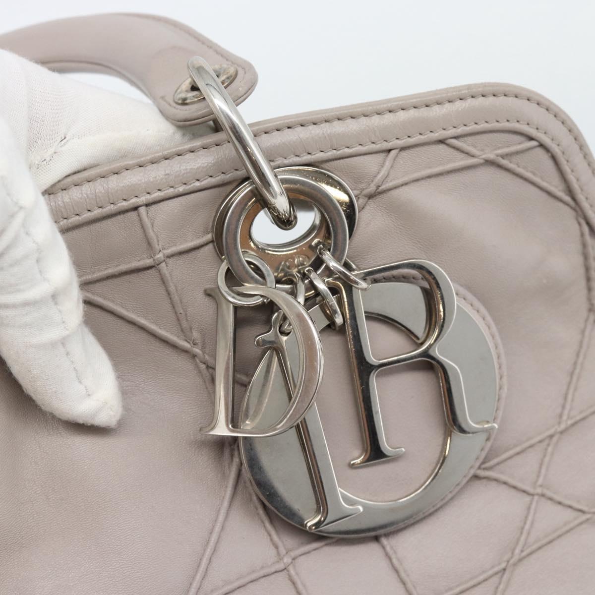 Christian Dior Canage Granville Hand Bag Leather 2way Gray Silver Auth bs27634