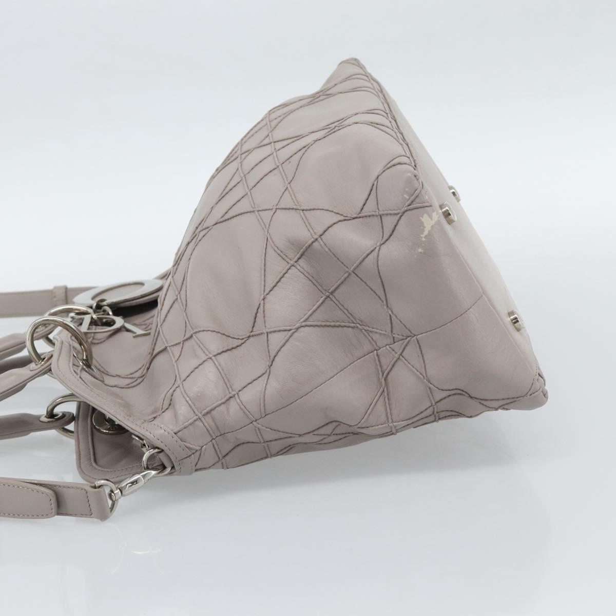 Christian Dior Canage Granville Hand Bag Leather 2way Gray Silver Auth bs27634
