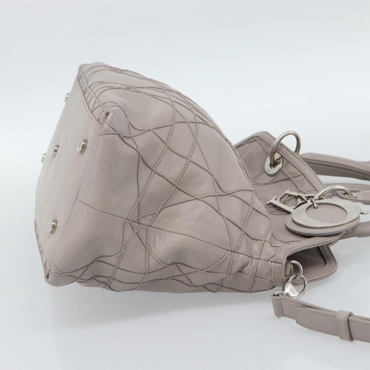 Christian Dior Canage Granville Hand Bag Leather 2way Gray Silver Auth bs27634