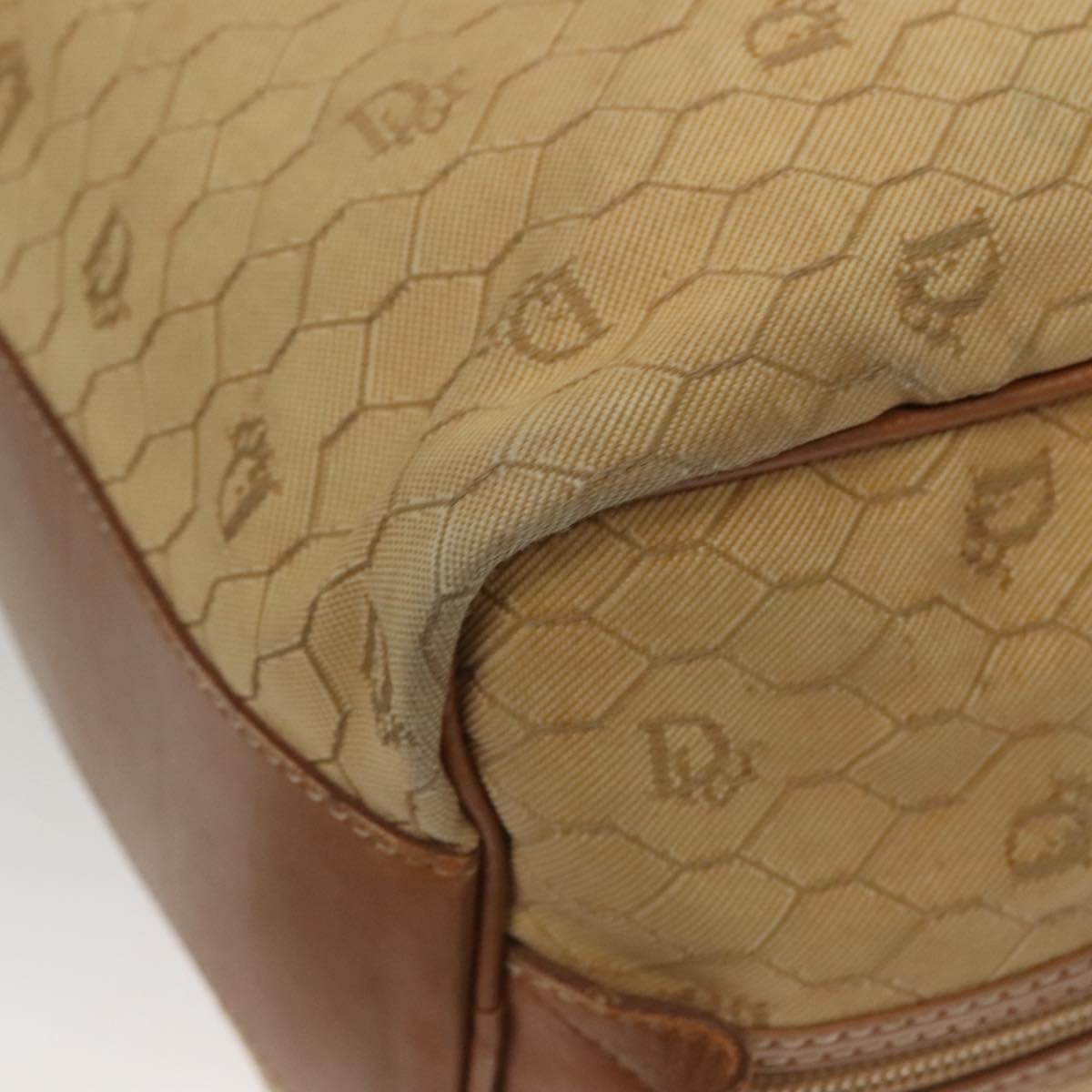 Christian Dior Honeycomb Canvas Boston Bag Beige Auth bs27637