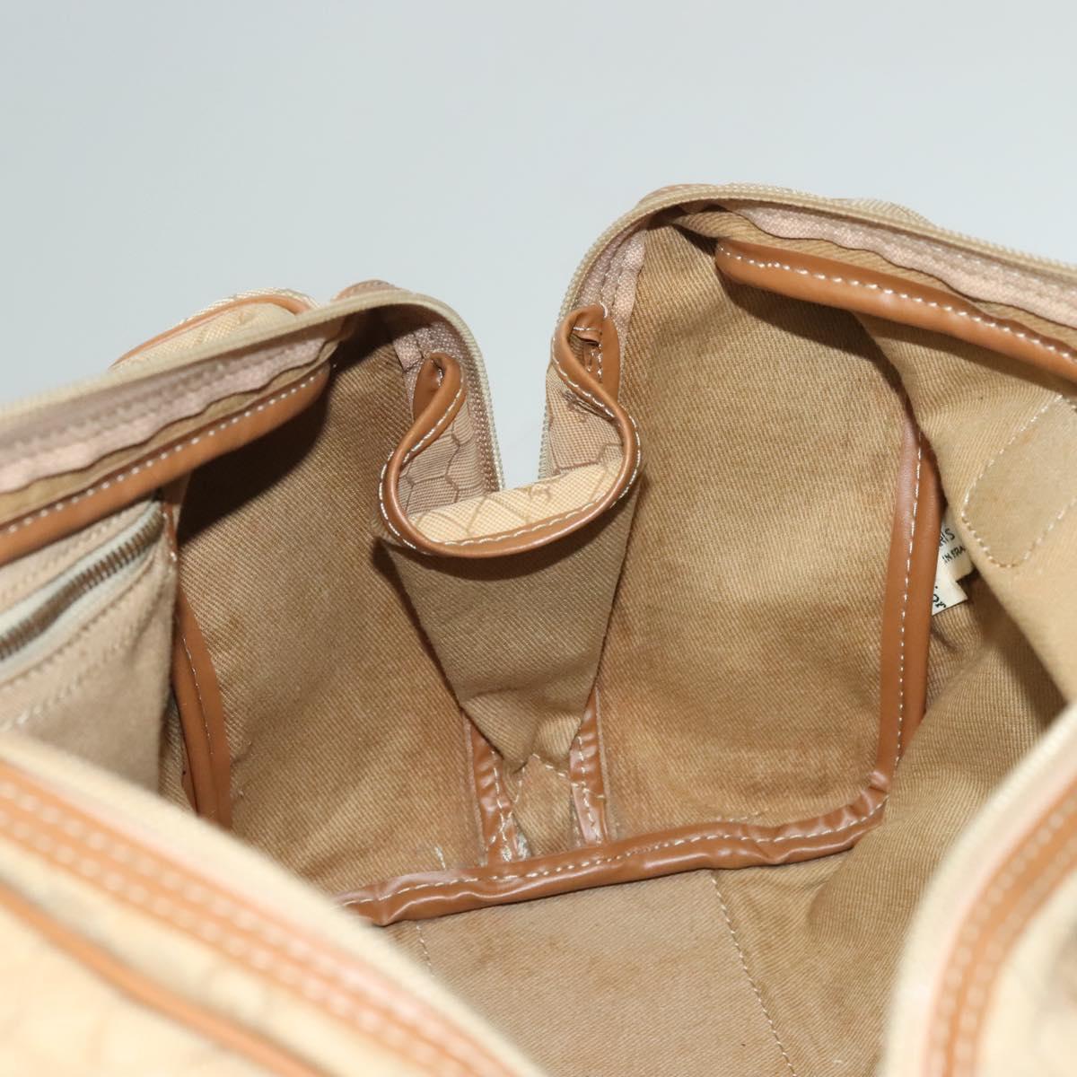 Christian Dior Honeycomb Canvas Boston Bag Beige Auth bs27637