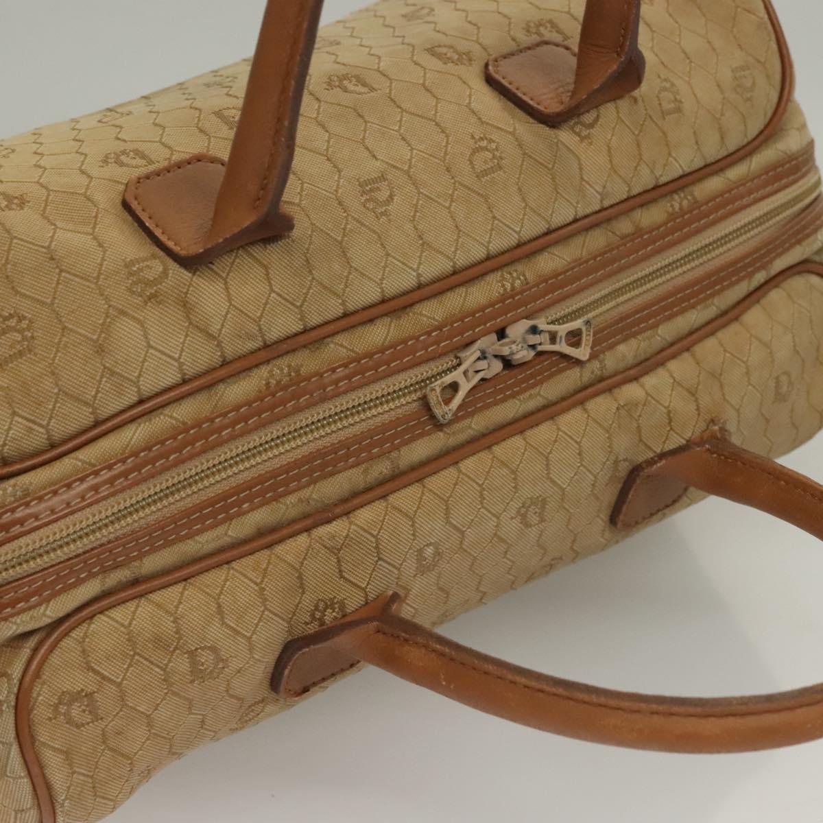 Christian Dior Honeycomb Canvas Boston Bag Beige Auth bs27637