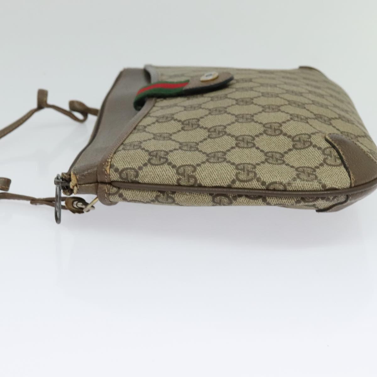 GUCCI GG Supreme Web Sherry Line Shoulder Bag PVC Beige 904 02 026 Auth bs27641