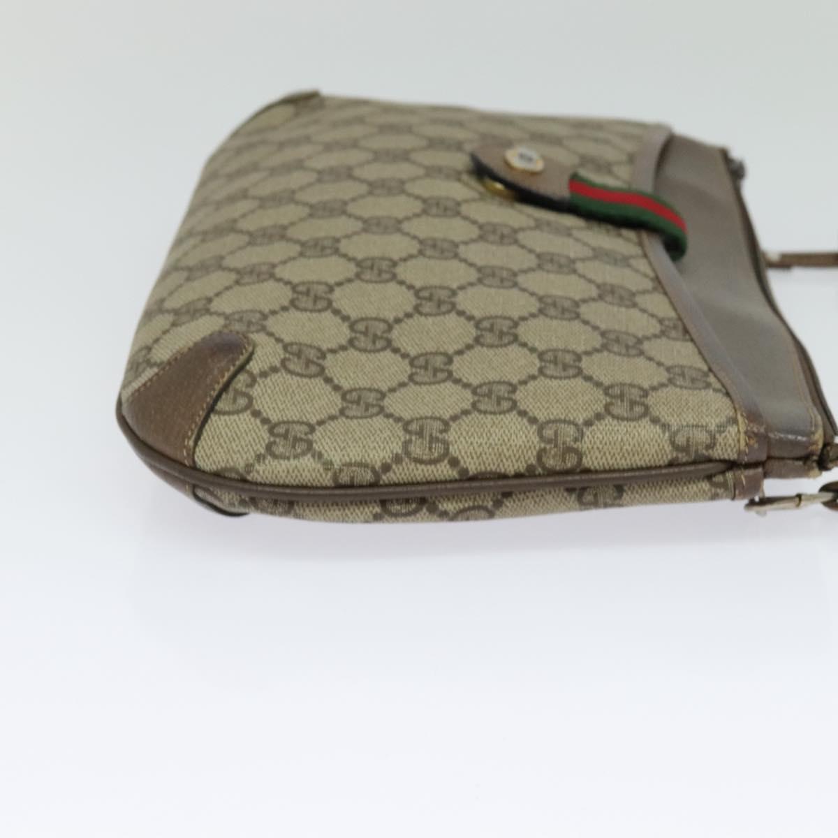 GUCCI GG Supreme Web Sherry Line Shoulder Bag PVC Beige 904 02 026 Auth bs27641