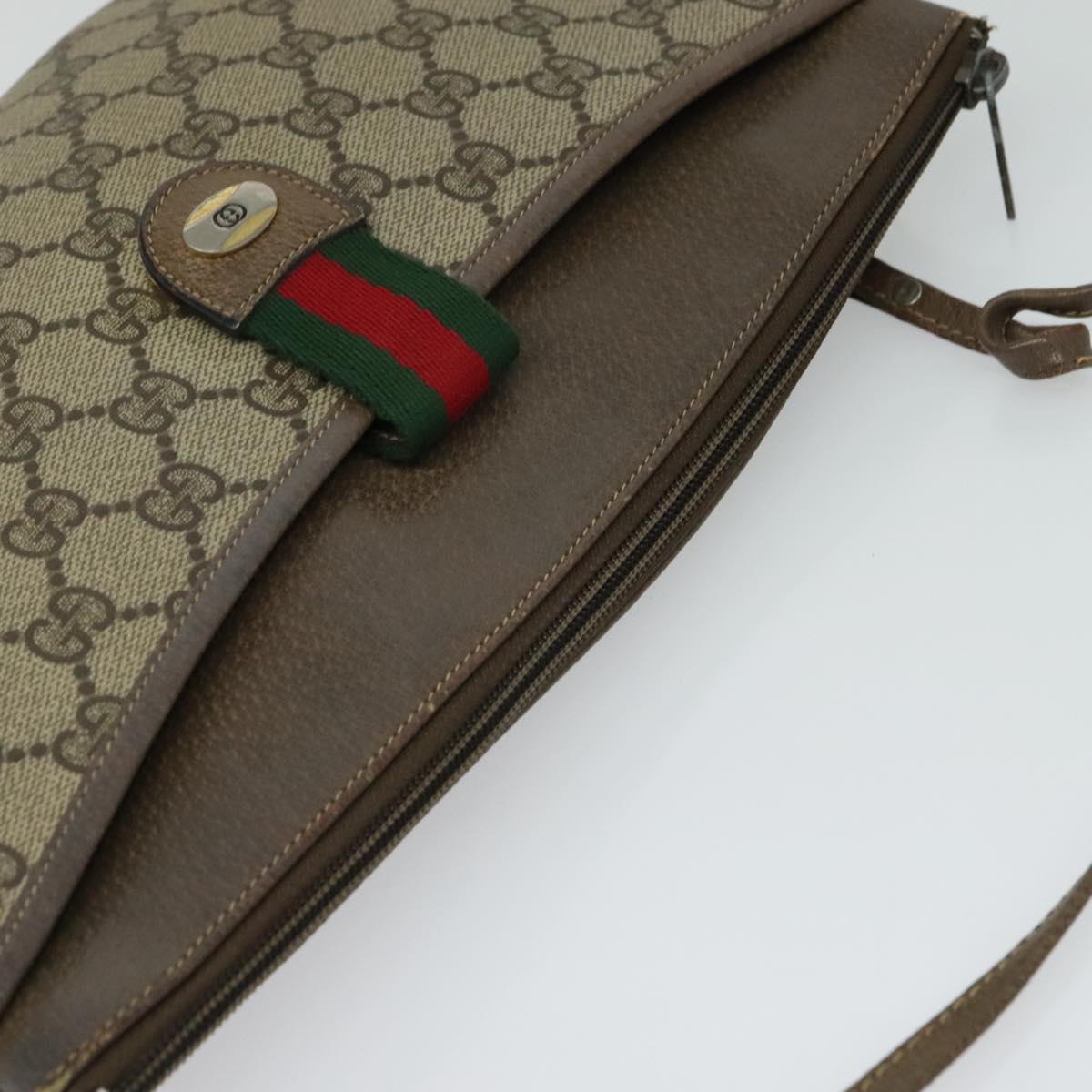 GUCCI GG Supreme Web Sherry Line Shoulder Bag PVC Beige 904 02 026 Auth bs27641