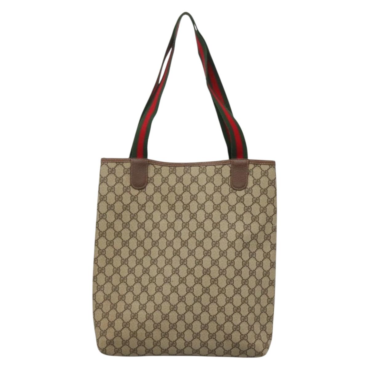 GUCCI GG Supreme Web Sherry Line Tote Bag PVC Beige 002 123 6487 Auth bs27643