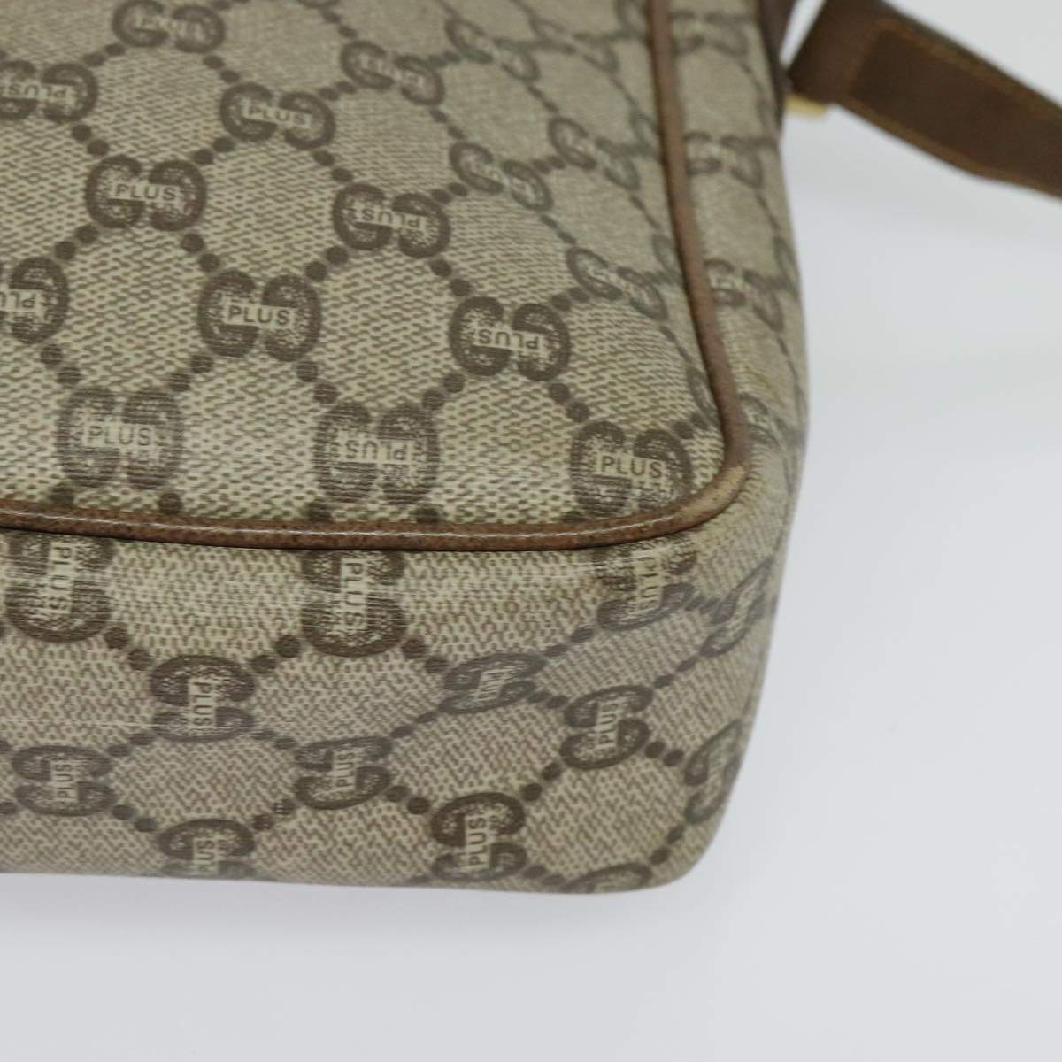 GUCCI GG Plus Supreme Shoulder Bag PVC Beige Gold Auth bs27646