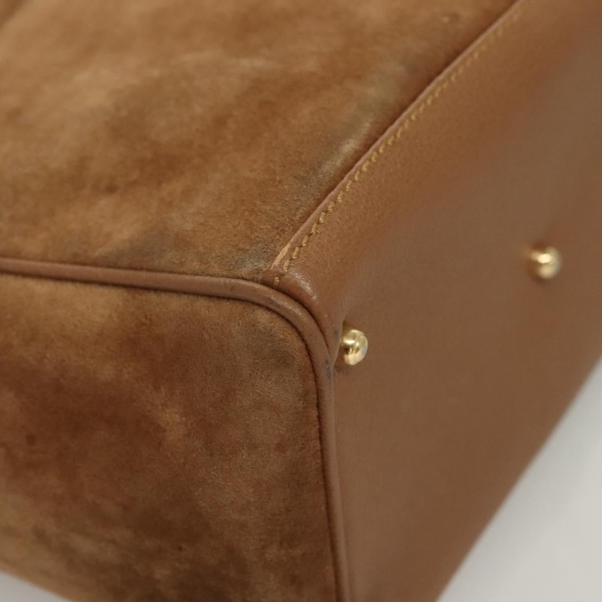 GUCCI Bamboo Hand Bag Suede Black Gold 000 122 0316 Auth bs27649