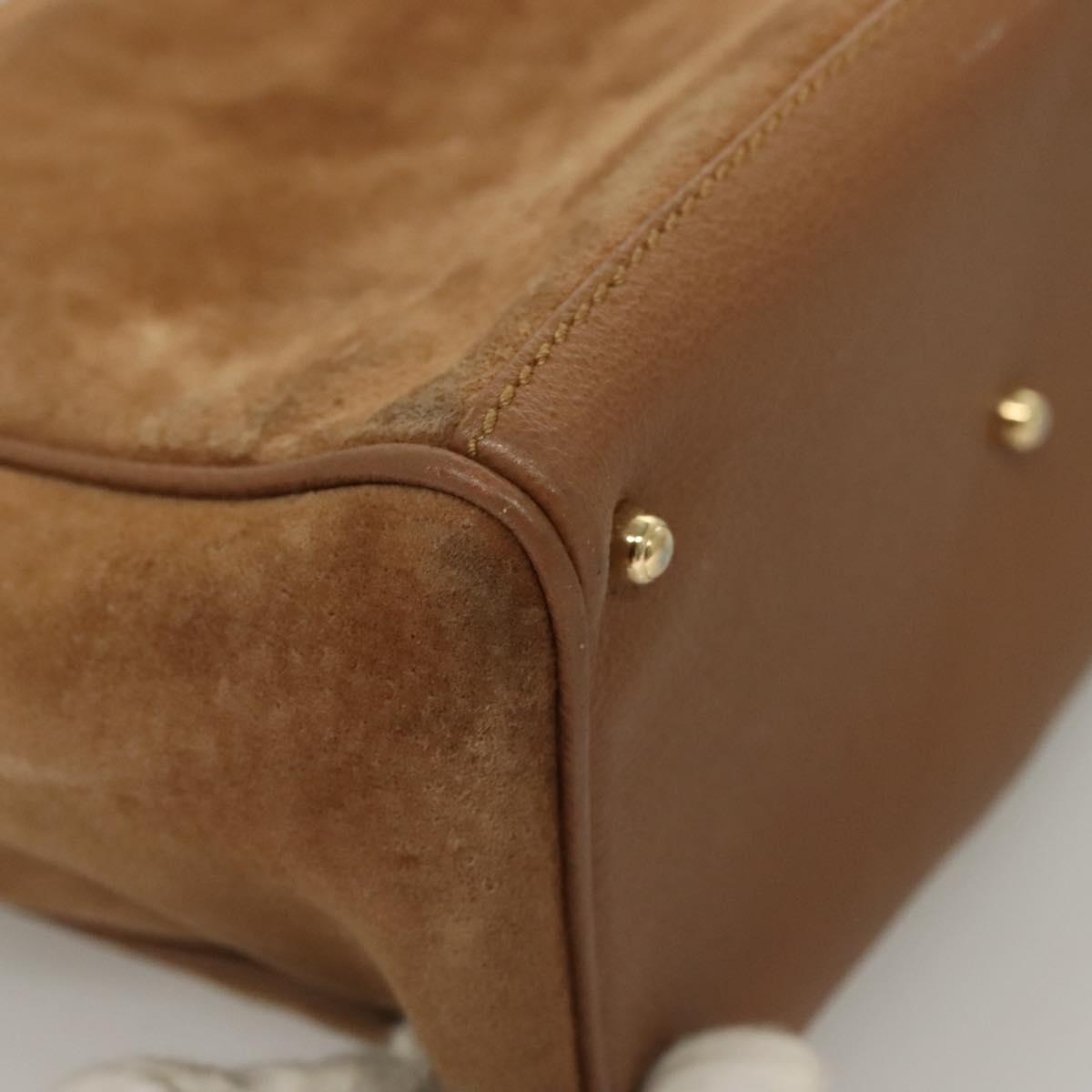 GUCCI Bamboo Hand Bag Suede Black Gold 000 122 0316 Auth bs27649