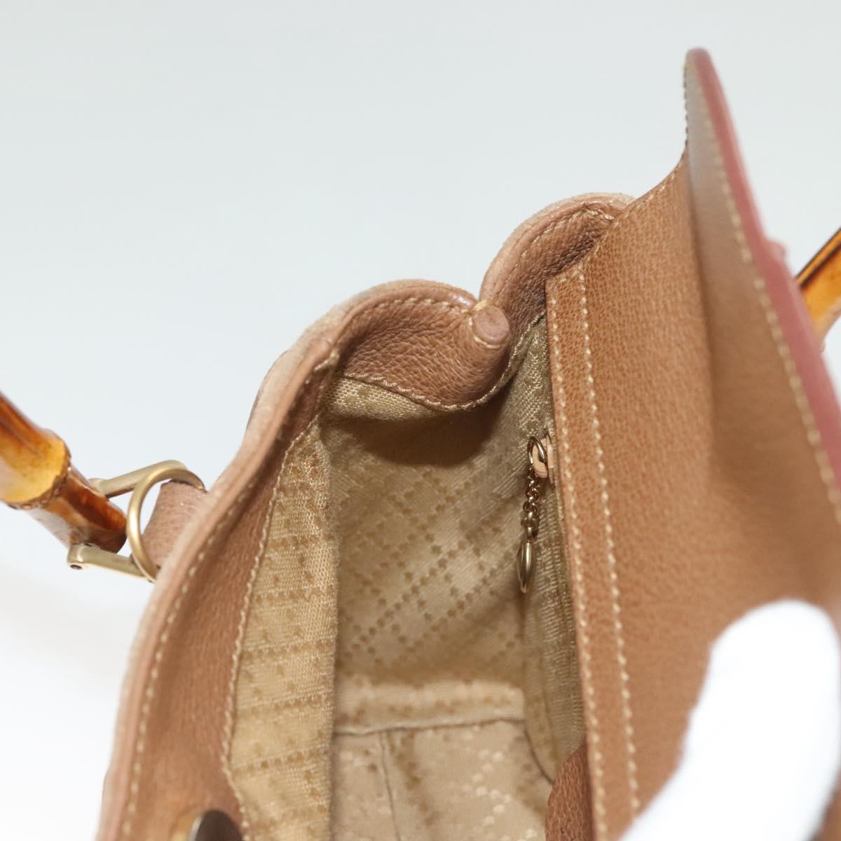 GUCCI Bamboo Hand Bag Suede Black Gold 000 122 0316 Auth bs27649
