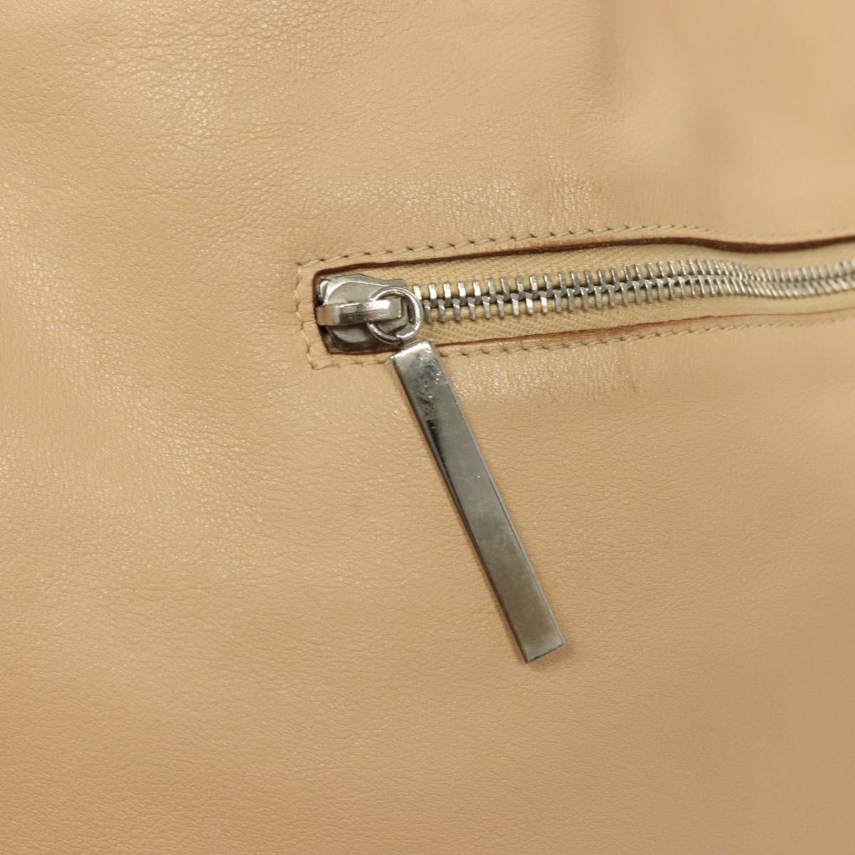 GUCCI Shoulder Bag Leather Beige Silver Auth bs27650