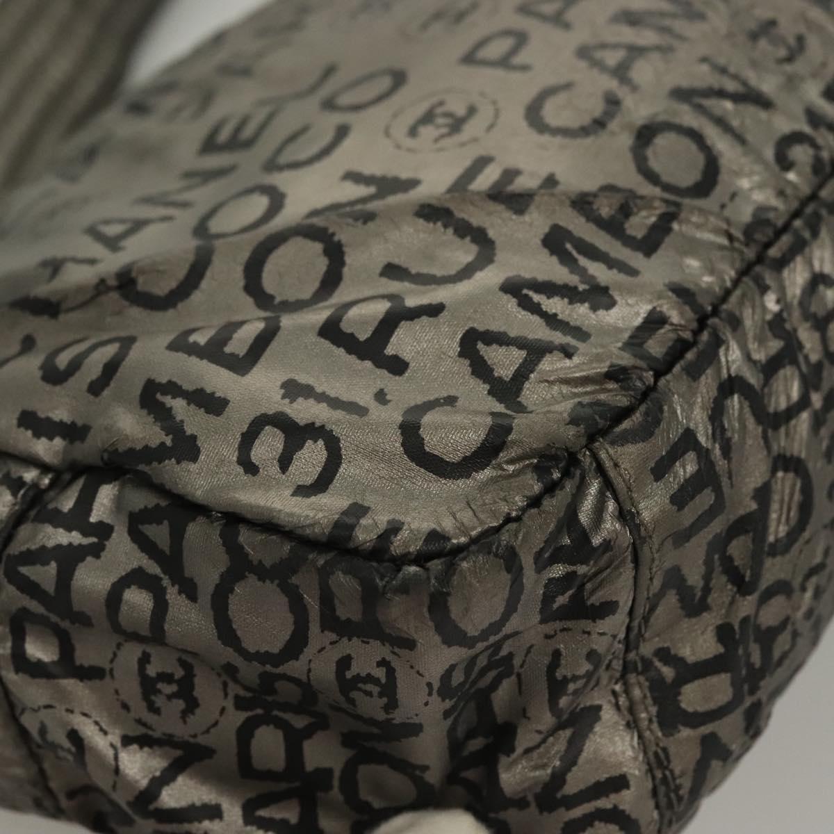 CHANEL Unlimited Shoulder Bag Coated Canvas Silver CC Auth bs27674