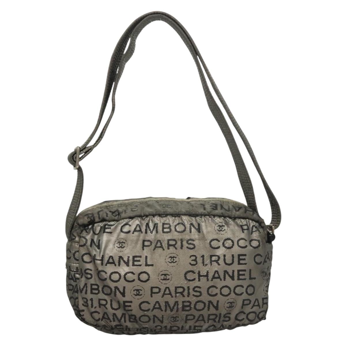 CHANEL Unlimited Shoulder Bag Coated Canvas Silver CC Auth bs27674