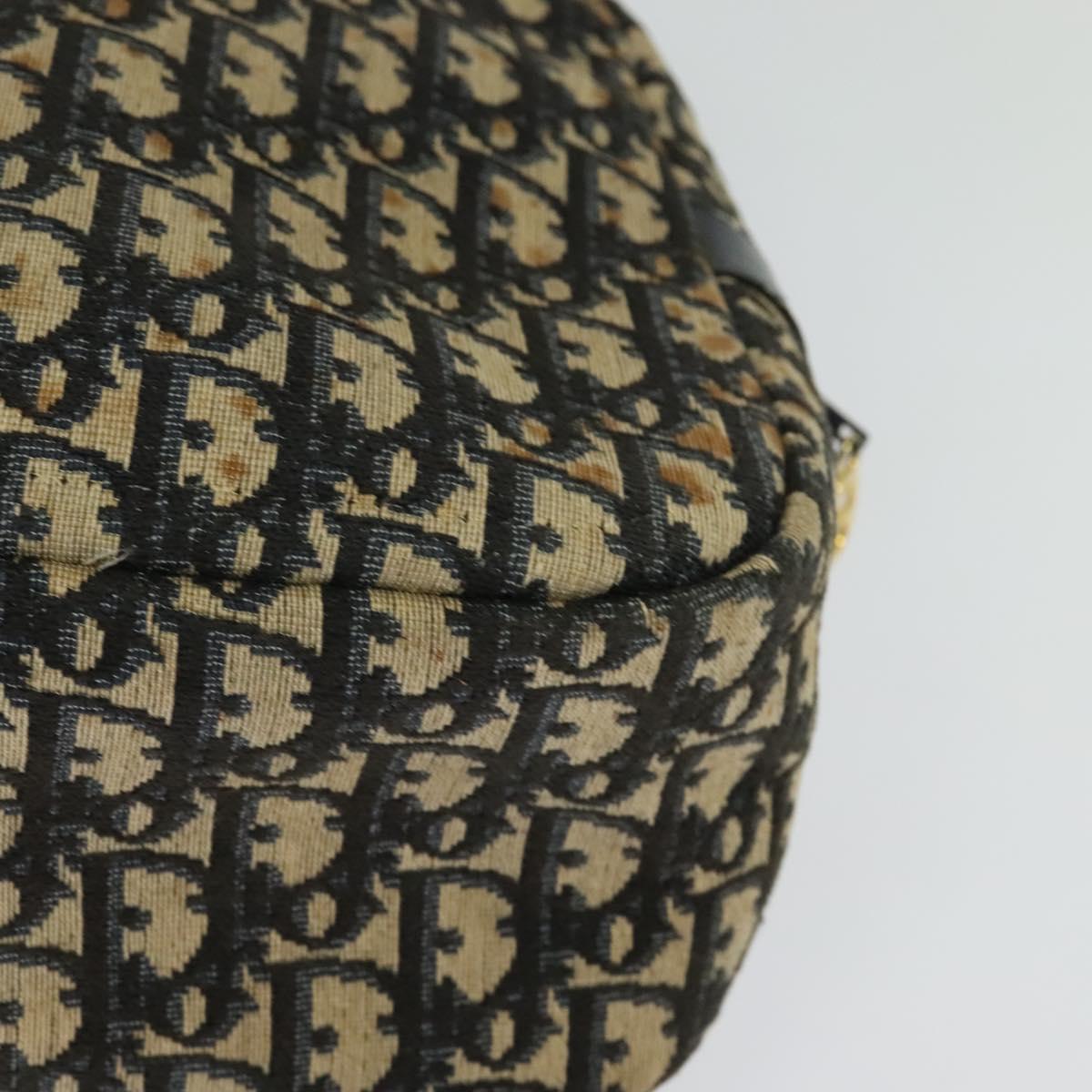 Christian Dior Trotter Canvas Hand Bag Navy Gold Auth bs27680