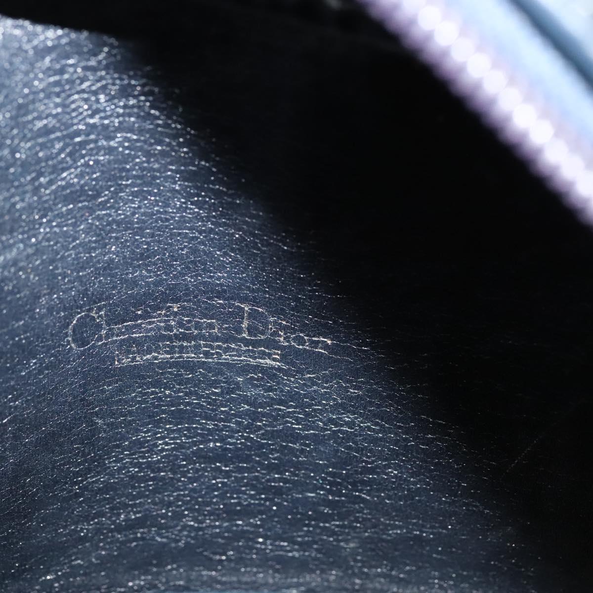 Christian Dior Trotter Canvas Hand Bag Navy Gold Auth bs27680