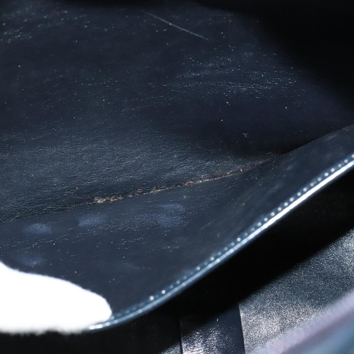 Christian Dior Trotter Canvas Hand Bag Navy Gold Auth bs27680