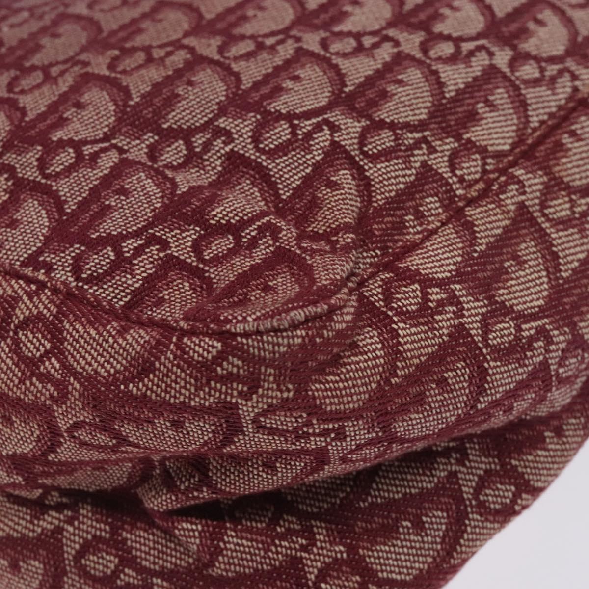 Christian Dior Trotter Canvas Tote Bag Red Silver Auth bs27682