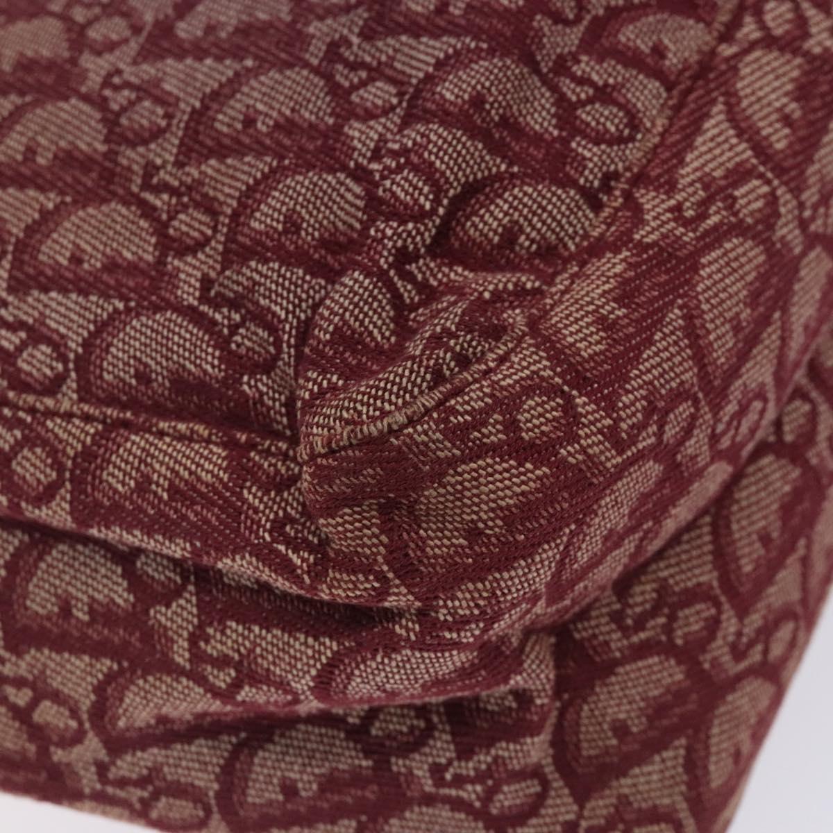 Christian Dior Trotter Canvas Tote Bag Red Silver Auth bs27682