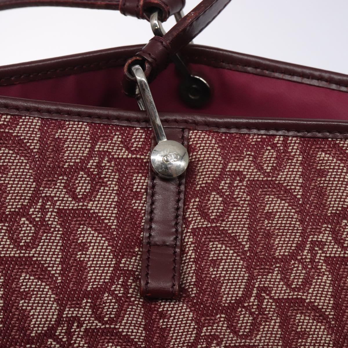 Christian Dior Trotter Canvas Tote Bag Red Silver Auth bs27682
