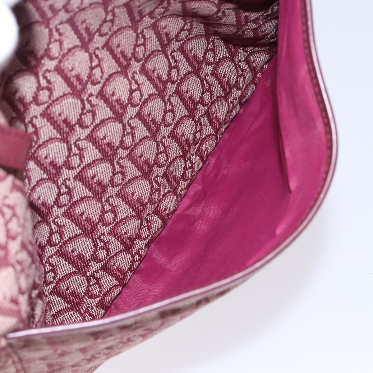 Christian Dior Trotter Canvas Tote Bag Red Silver Auth bs27682