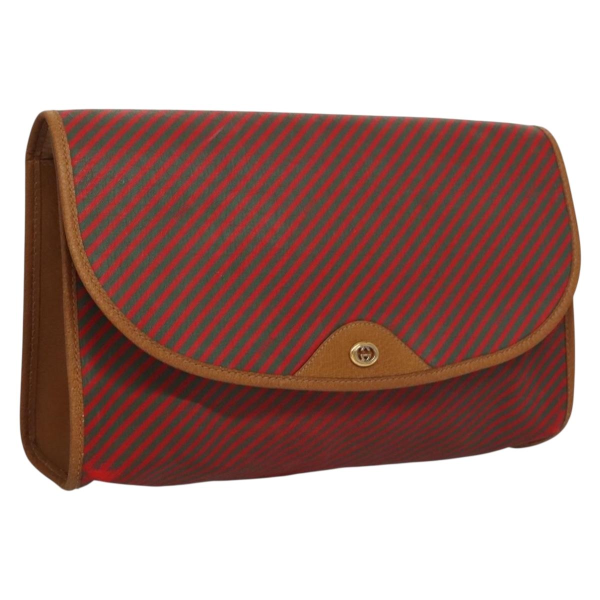 GUCCI Clutch Bag PVC Gold Red 89 01 040 Auth bs27689
