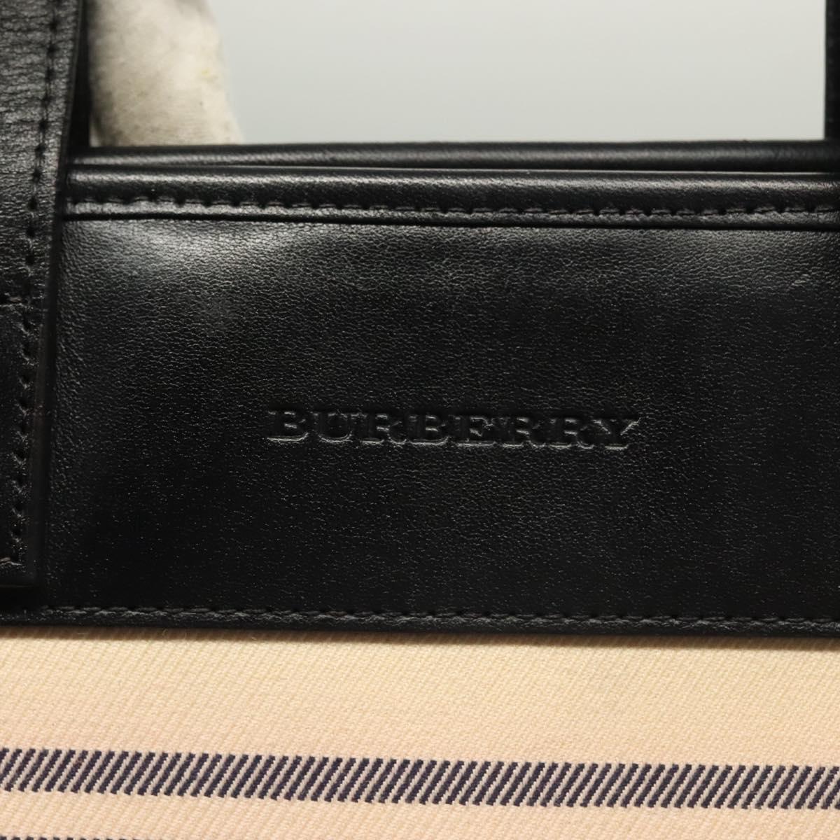 BURBERRY Tote Bag Canvas Beige Silver Auth bs27693