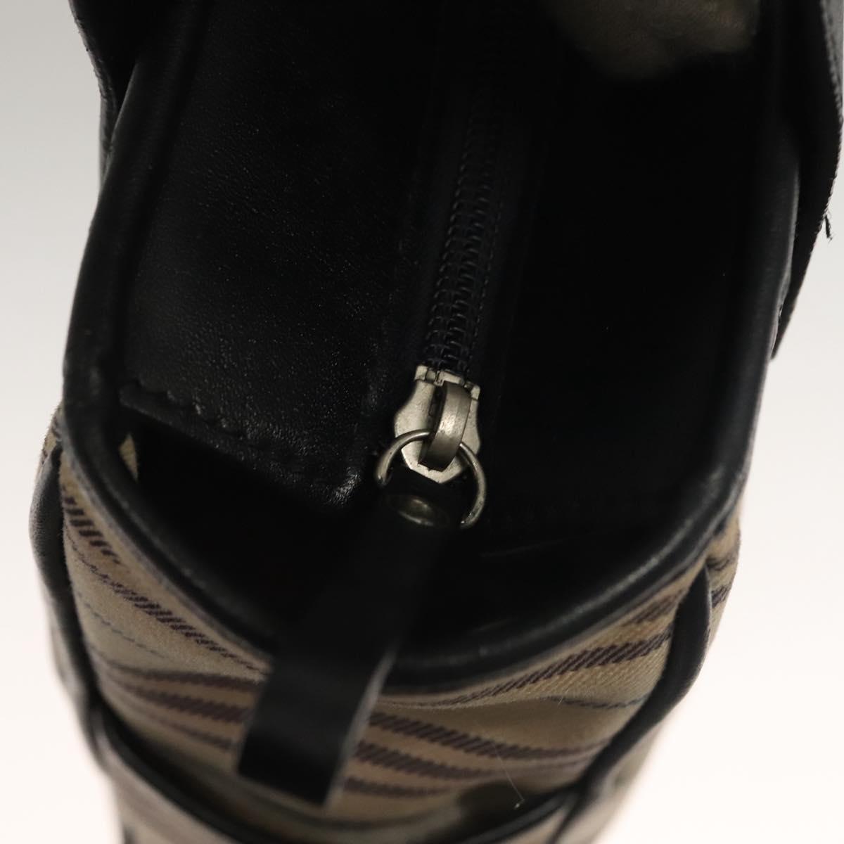 BURBERRY Tote Bag Canvas Beige Silver Auth bs27693
