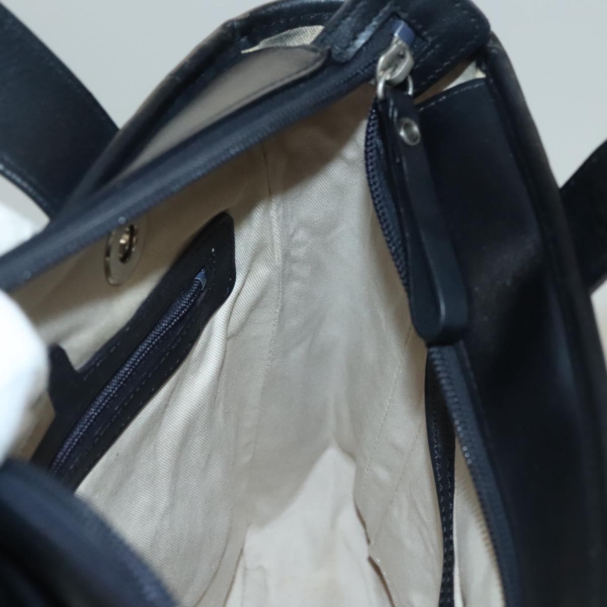 BURBERRY Tote Bag Canvas Beige Silver Auth bs27693