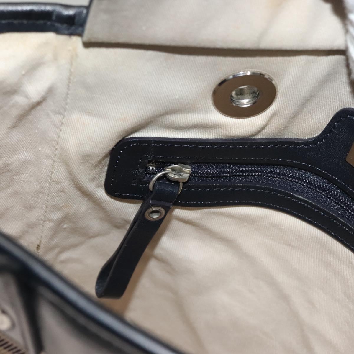BURBERRY Tote Bag Canvas Beige Silver Auth bs27693