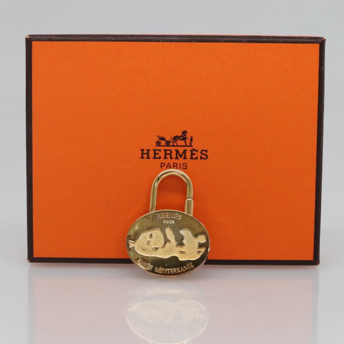 HERMES Cadena Charm metal Gold Auth bs27700