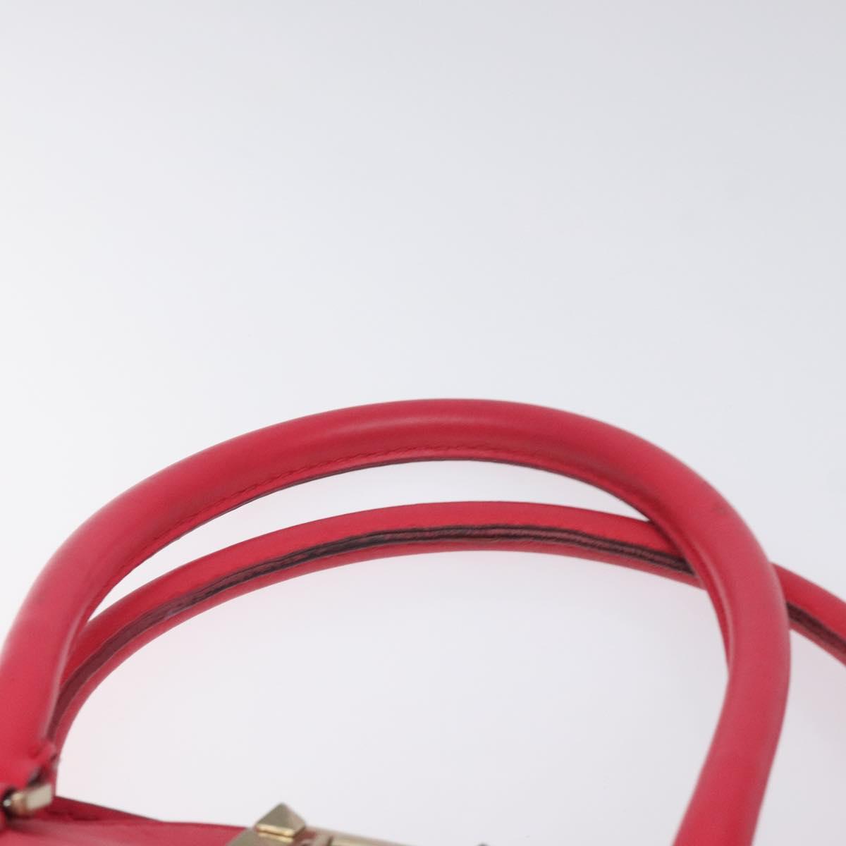 VALENTINO Valentino Rockstuds Hand Bag Leather Pink Gold Auth bs27703