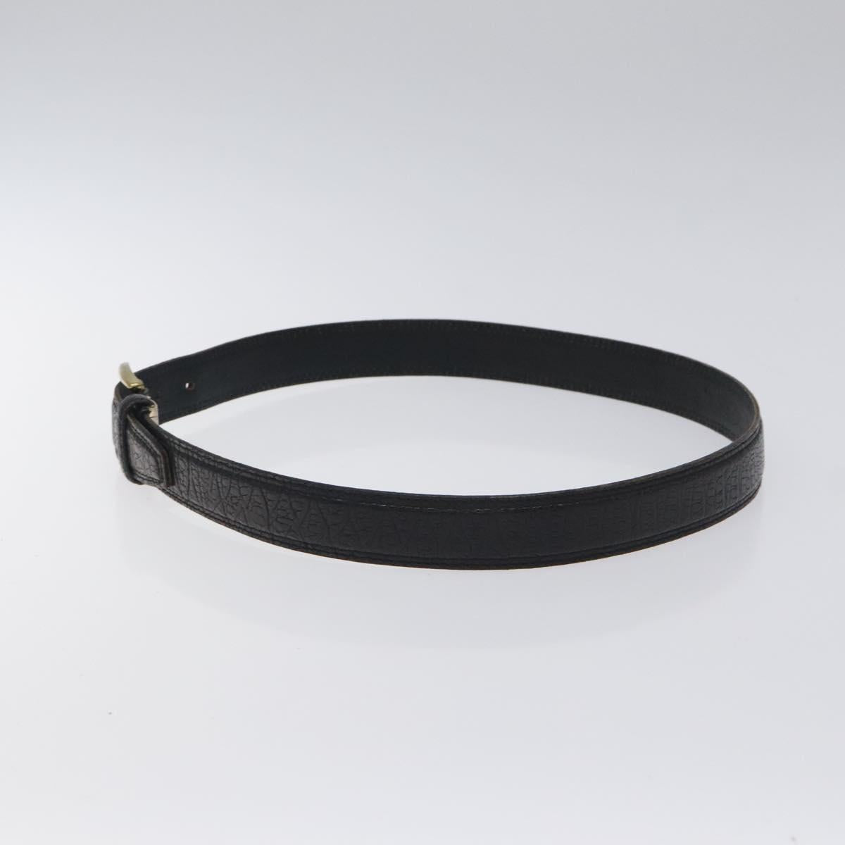 Christian Dior Belt Leather Black Gold Auth bs27707