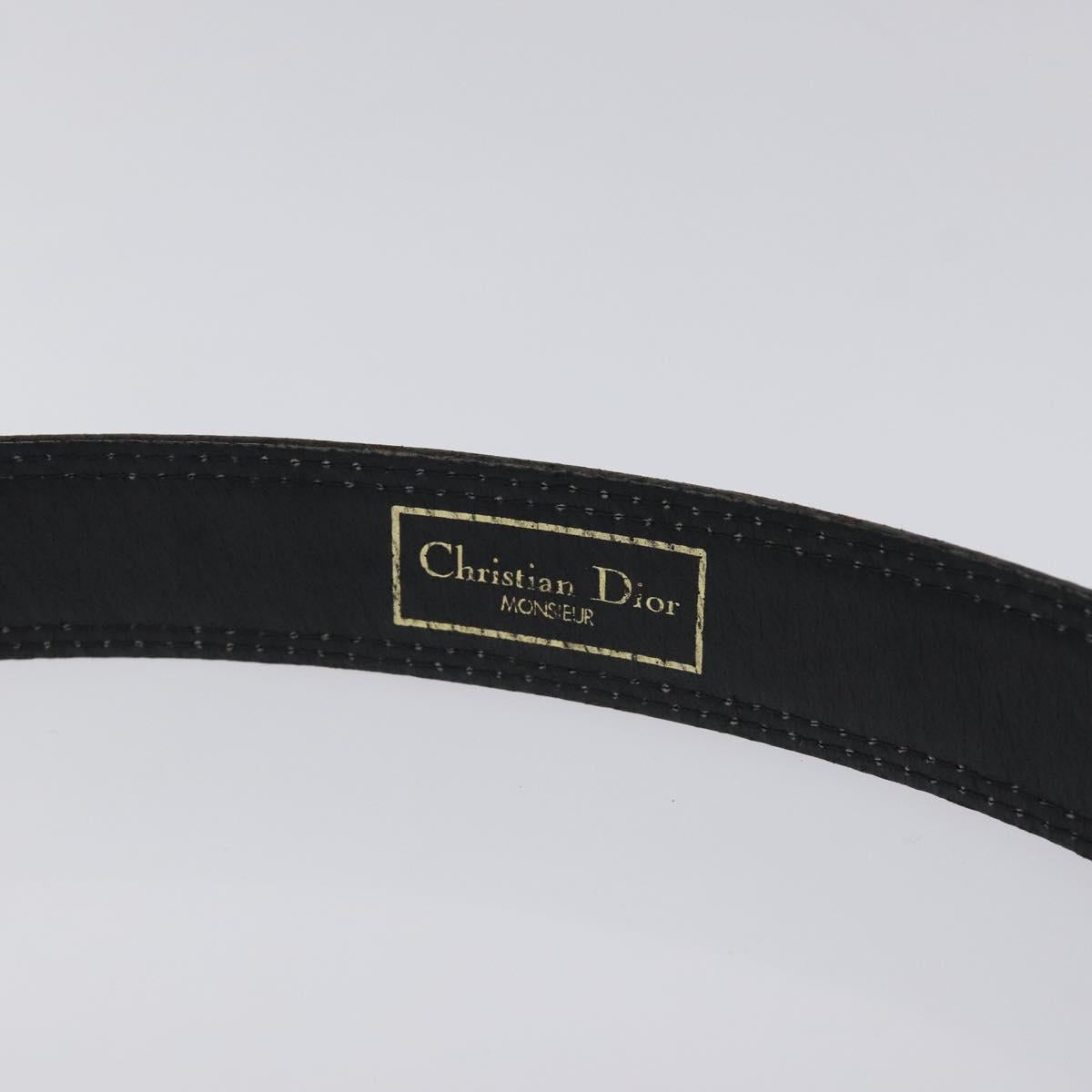 Christian Dior Belt Leather Black Gold Auth bs27707