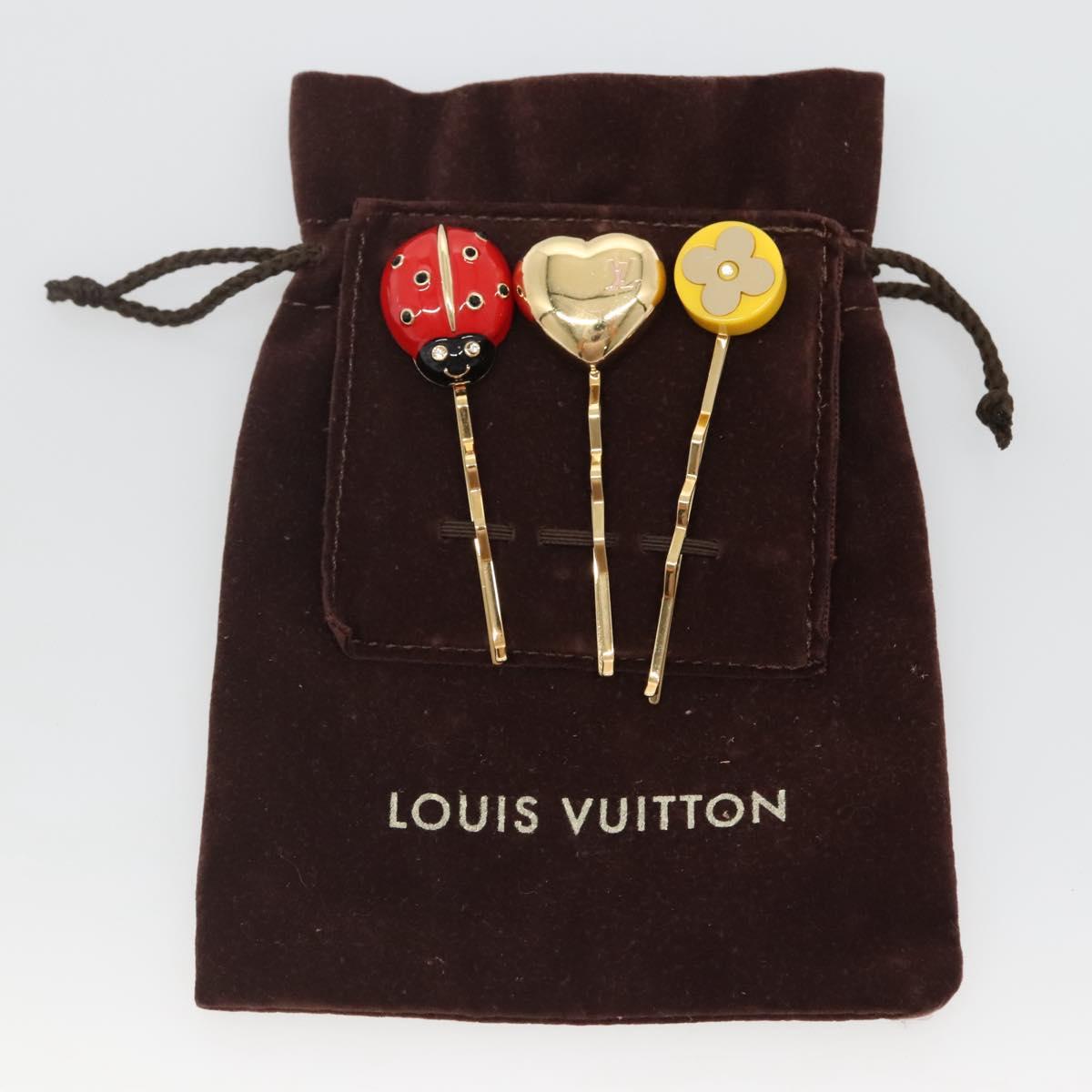 LOUIS VUITTON Kit Bullet Phrases Hair clip metal Gold M92349 LV Auth bs27708