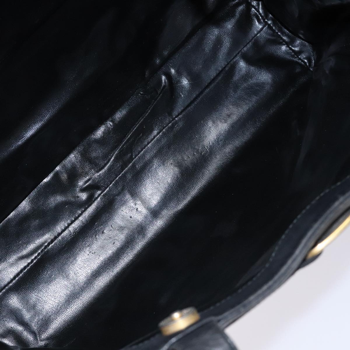Salvatore Ferragamo Vala Tote Bag Leather Black Gold Auth bs27710