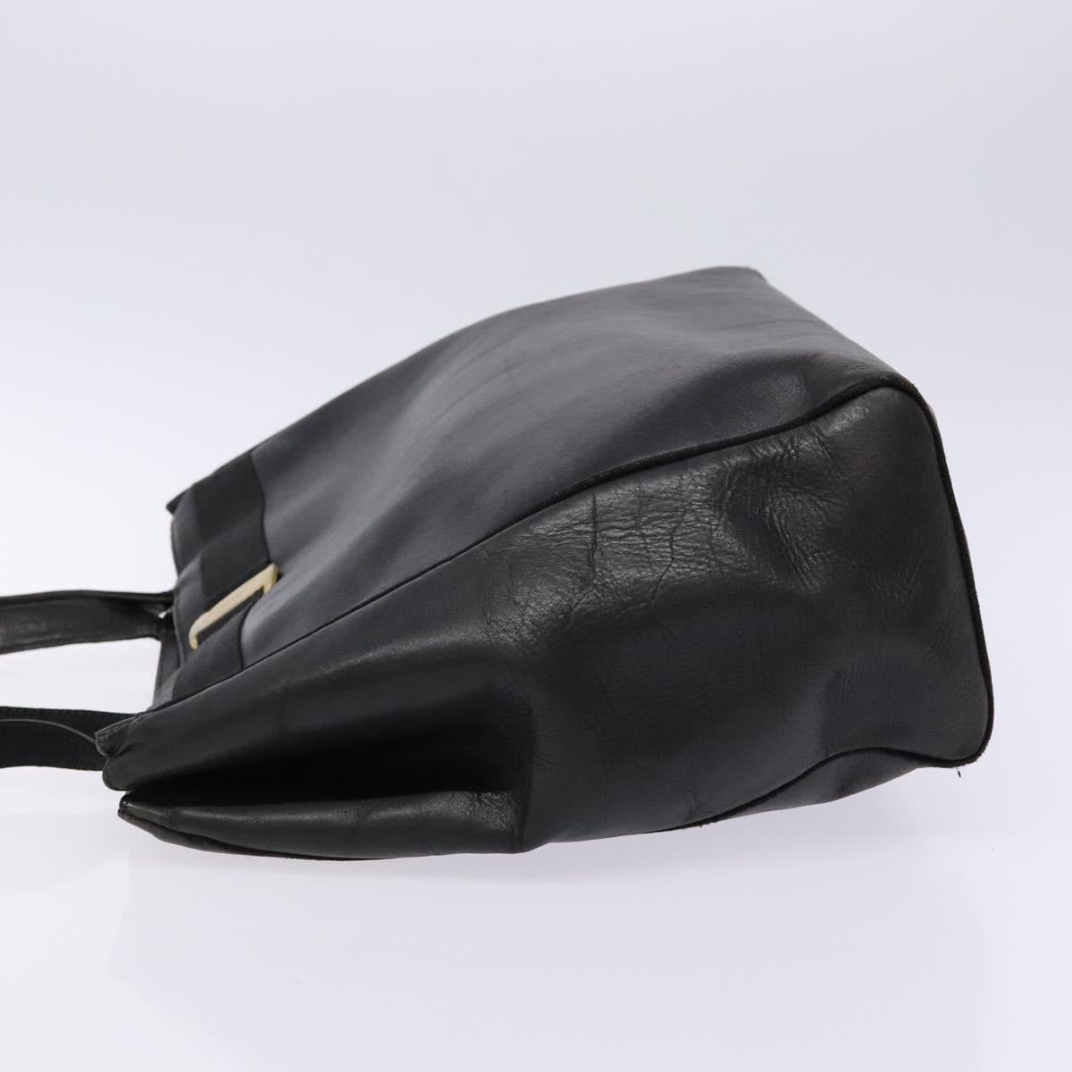 Salvatore Ferragamo Vala Tote Bag Leather Black Gold Auth bs27710