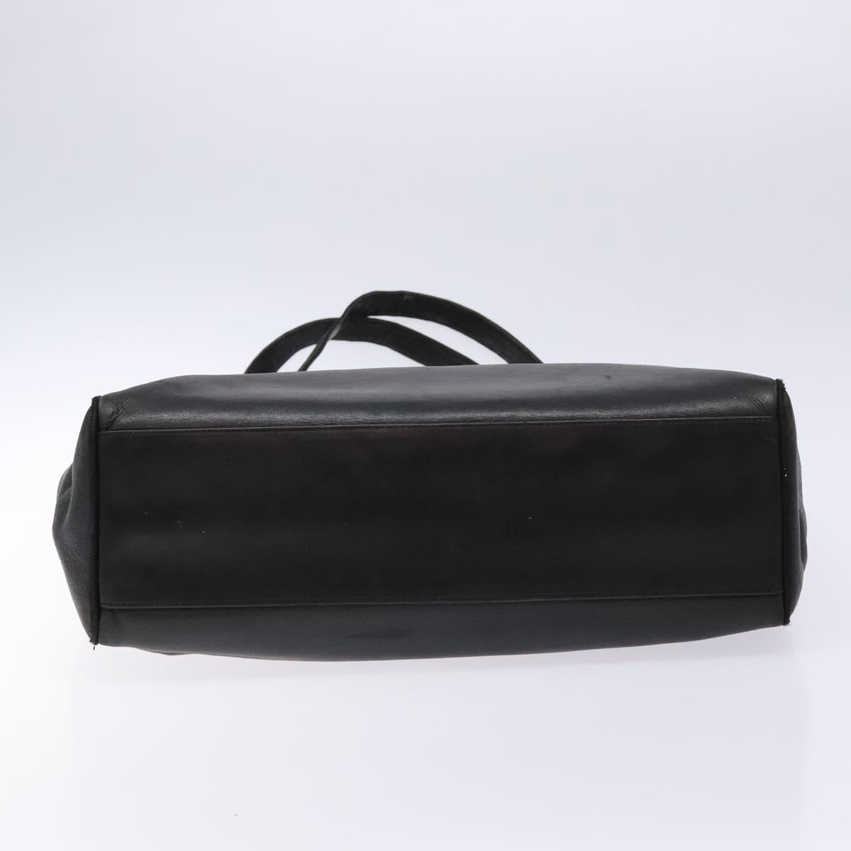 Salvatore Ferragamo Vala Tote Bag Leather Black Gold Auth bs27710