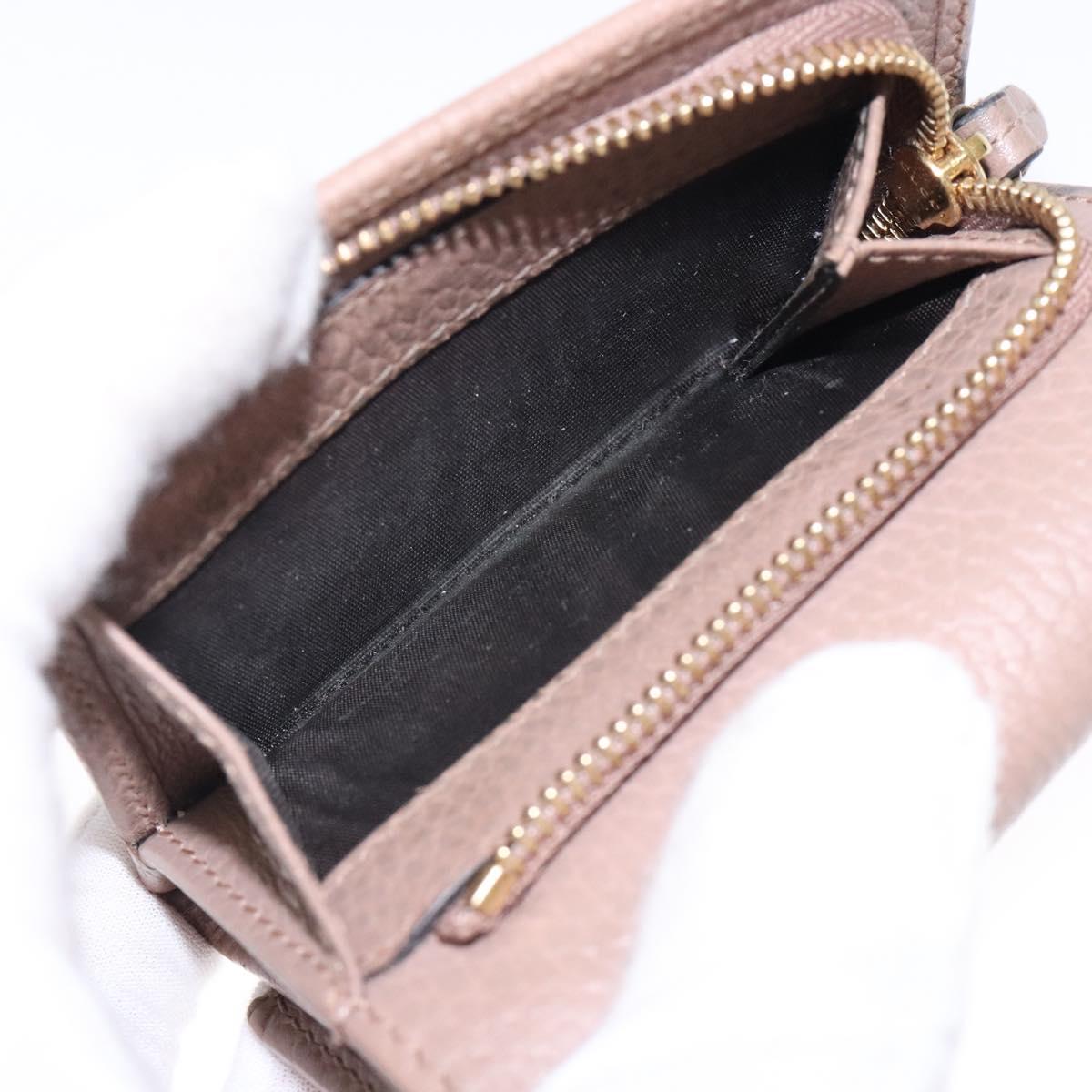 GUCCI GG Marmont Trifold Wallet Leather Beige Gold 644407 Auth bs27761