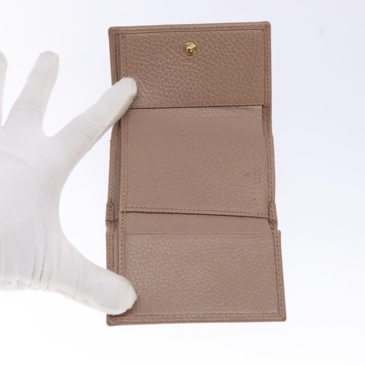 GUCCI GG Marmont Trifold Wallet Leather Beige Gold 644407 Auth bs27761