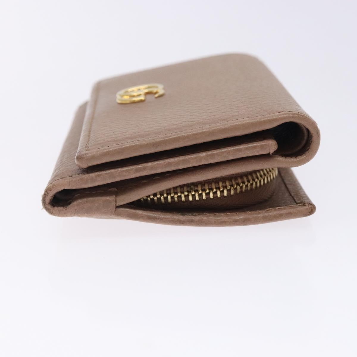 GUCCI GG Marmont Trifold Wallet Leather Beige Gold 644407 Auth bs27761