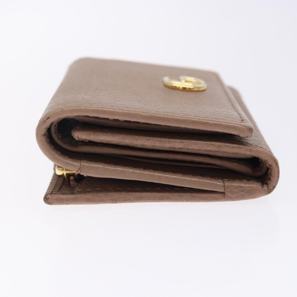 GUCCI GG Marmont Trifold Wallet Leather Beige Gold 644407 Auth bs27761