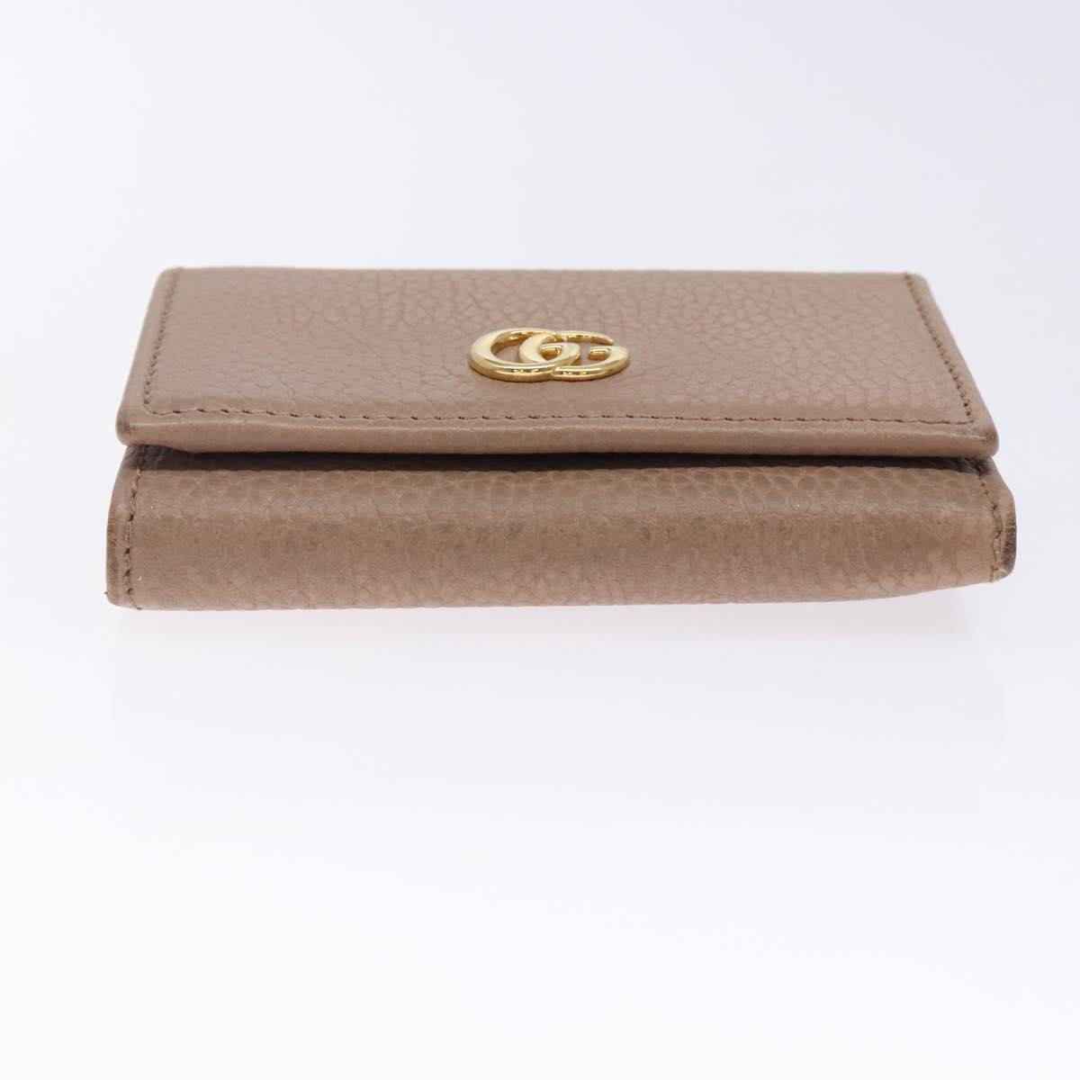 GUCCI GG Marmont Trifold Wallet Leather Beige Gold 644407 Auth bs27761