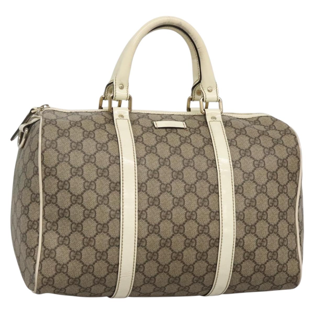 GUCCI GG Supreme Boston Bag PVC Beige Gold 193603 Auth bs27776