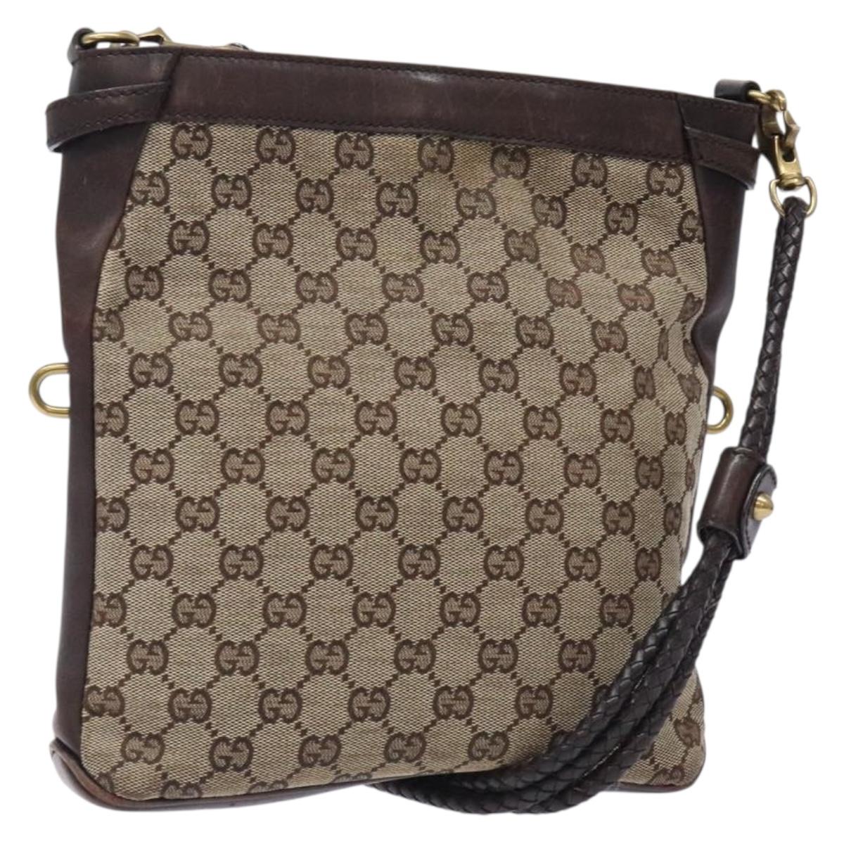 GUCCI GG Canvas Shoulder Bag Beige Gold 109106 Auth bs27778
