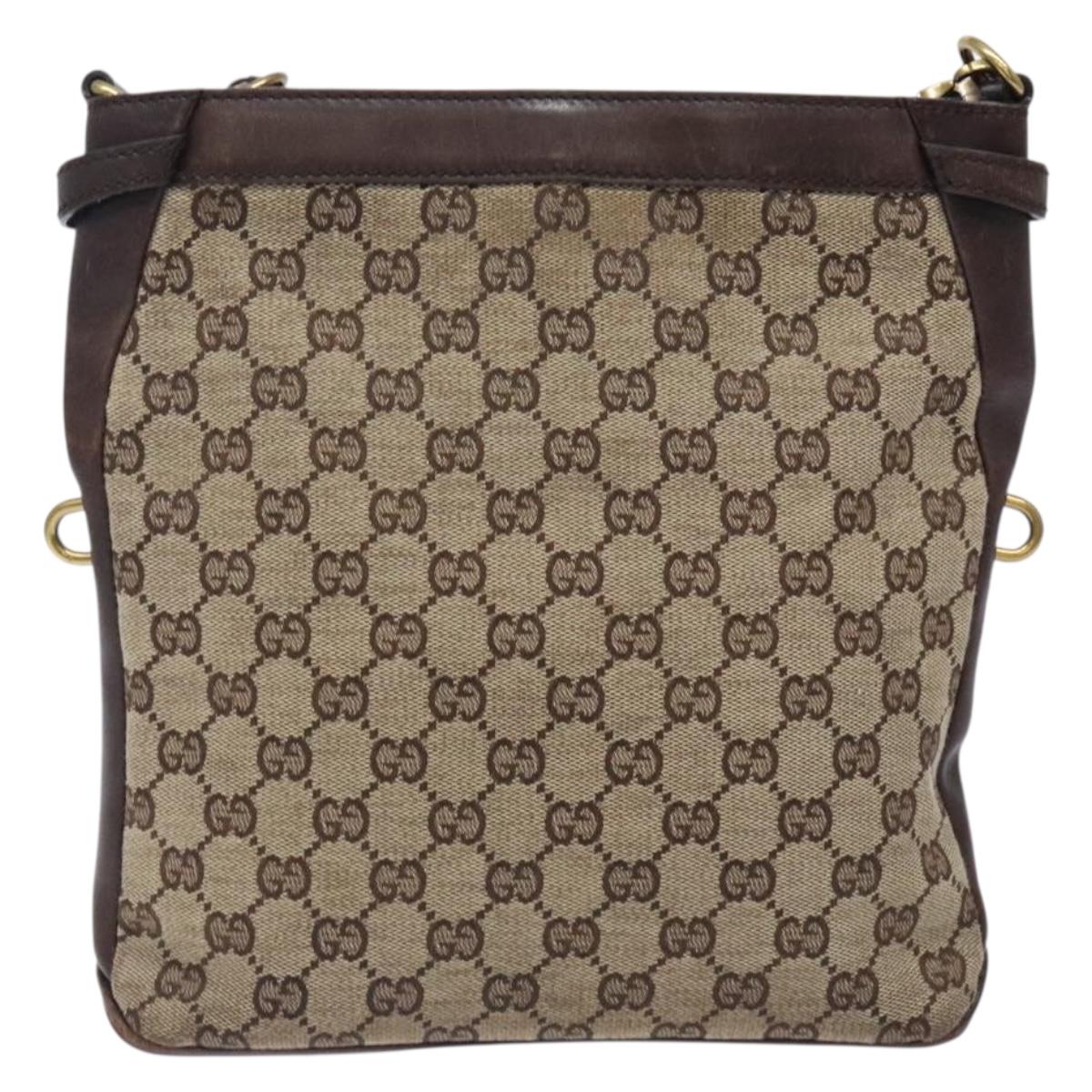 GUCCI GG Canvas Shoulder Bag Beige Gold 109106 Auth bs27778