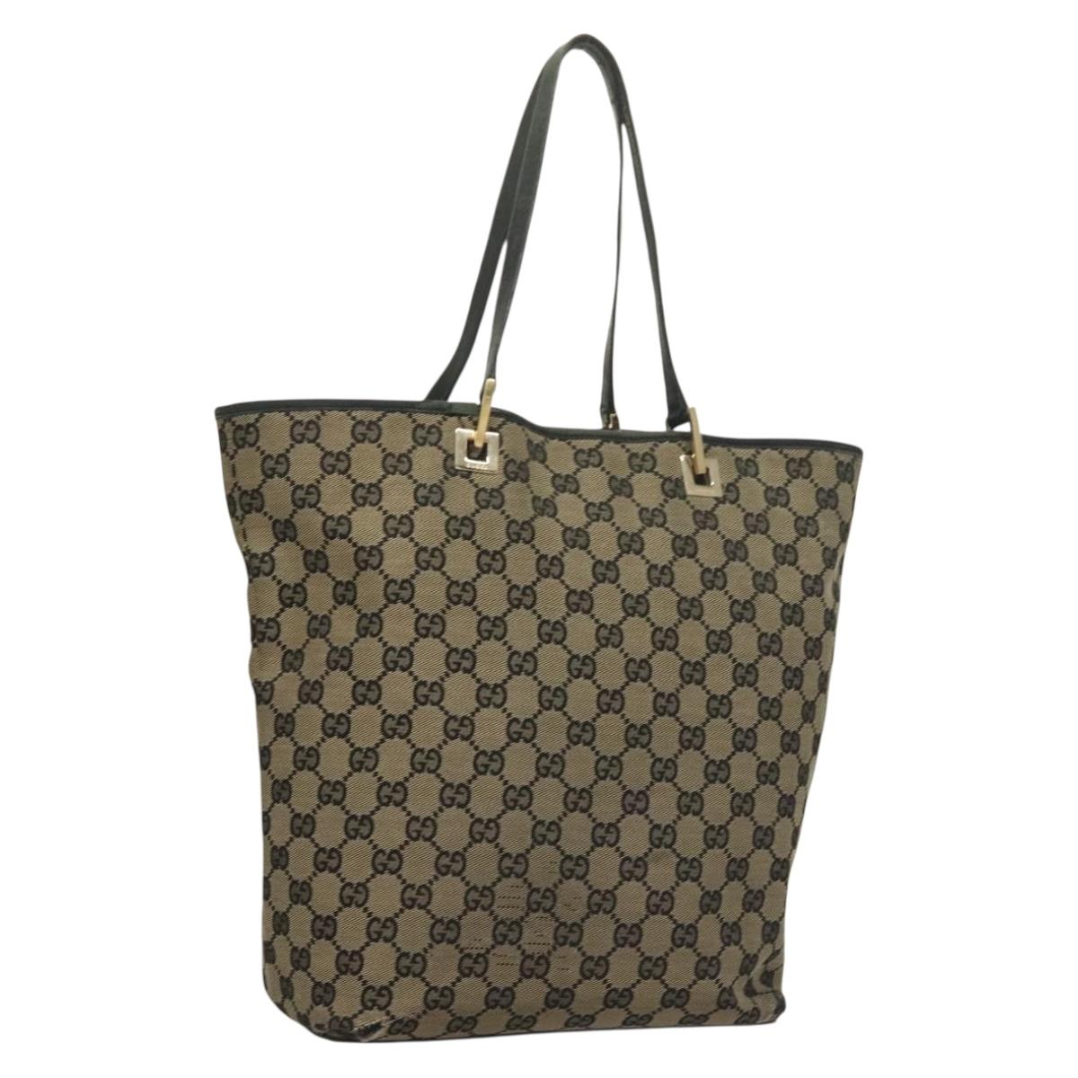 GUCCI GG Canvas Tote Bag Navy Gold 002 1098 Auth bs27779