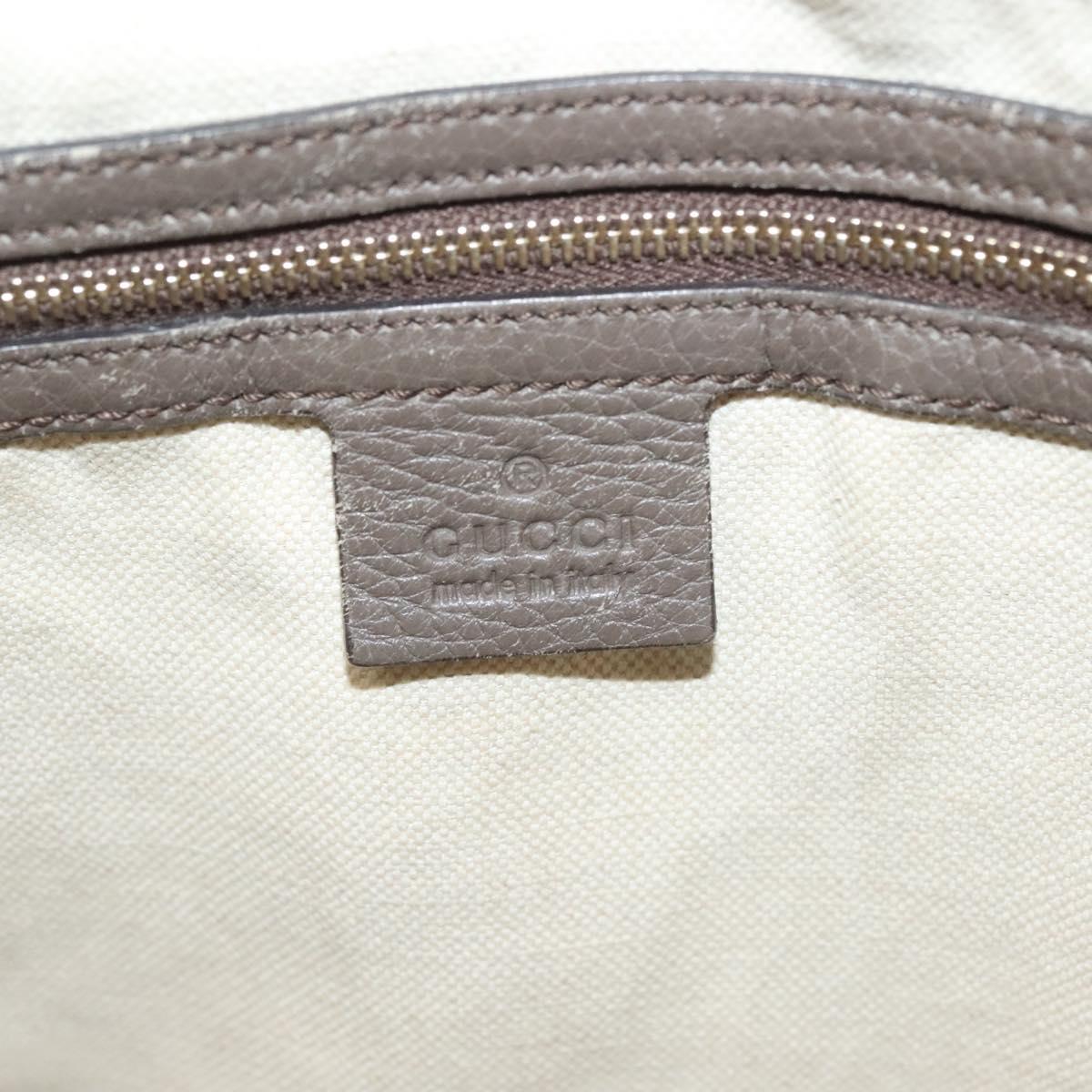 GUCCI Bamboo Hand Bag Leather Gray Gold 323663 Auth bs27789